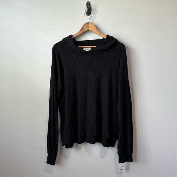 PST Los Angeles Tops - NWT PST by Project Social T Wren Small Rib Knit Soft Hoodie Top Blac Women's L